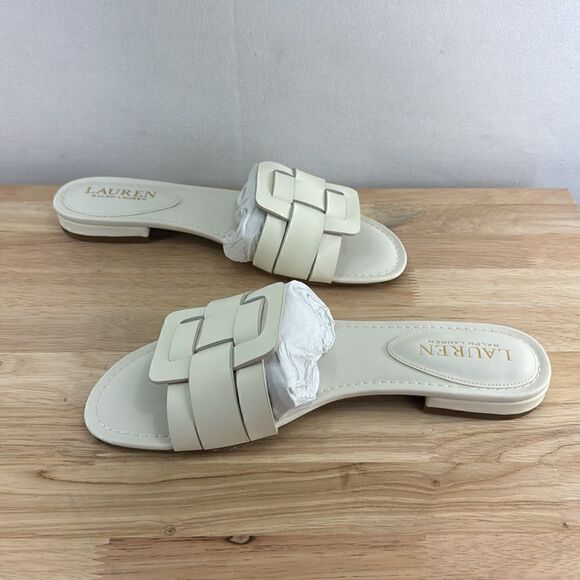 Lauren Ralph Lauren Emerey Leather Sandal- Cream- Size 7.5 B- N IB - Picture 4 of 8
